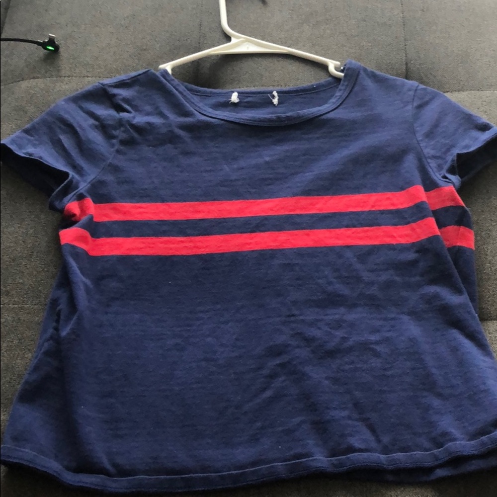 Navy and red striped tee